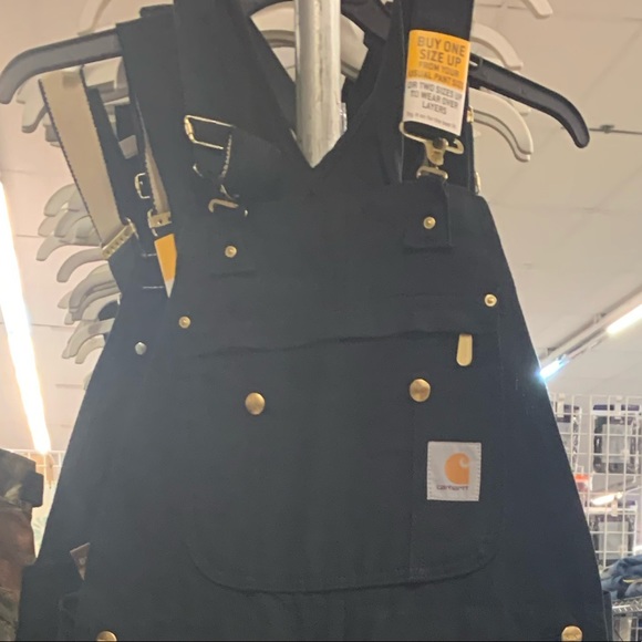 Carhartt Duck Zip to Thigh Quilt Line BibOveralls - Picture 2 of 8